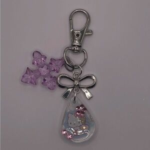Cute Silver and Pink Keychain with Bow